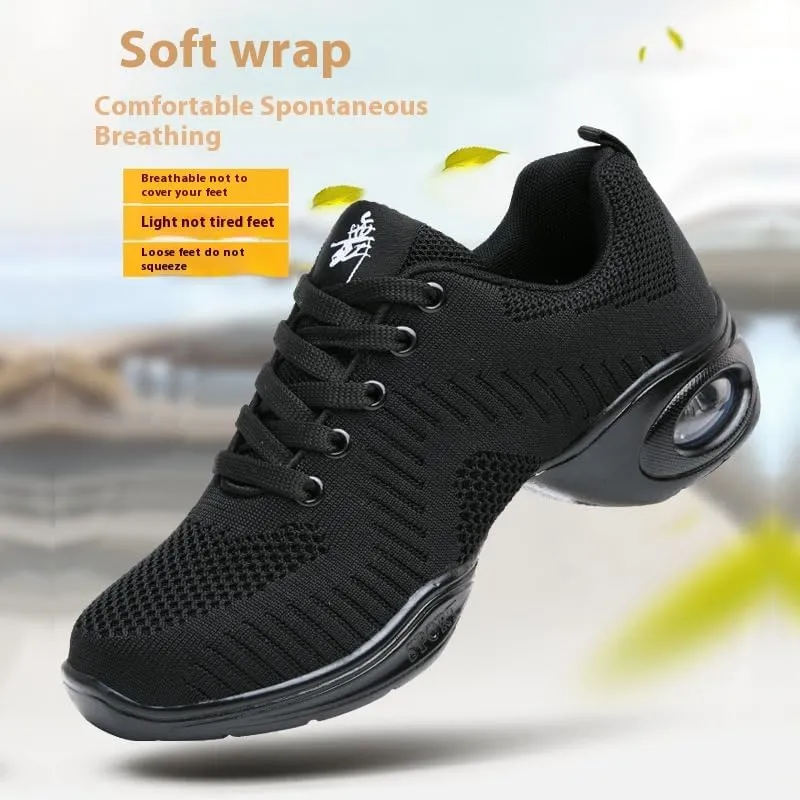 Platform Jazz Dance Women's Lace-Up Dance Sneakers Women's Split Shoes Air Cushion Modern Shoes