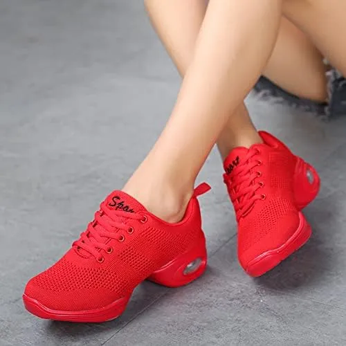 Platform Jazz Dance Women's Lace-Up Dance Sneakers Women's Split Shoes Air Cushion Modern Shoes