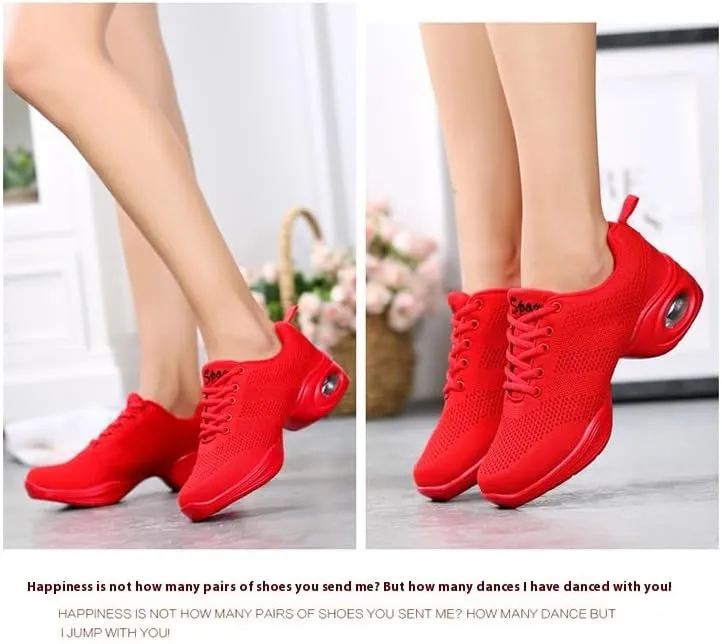 Platform Jazz Dance Women's Lace-Up Dance Sneakers Women's Split Shoes Air Cushion Modern Shoes