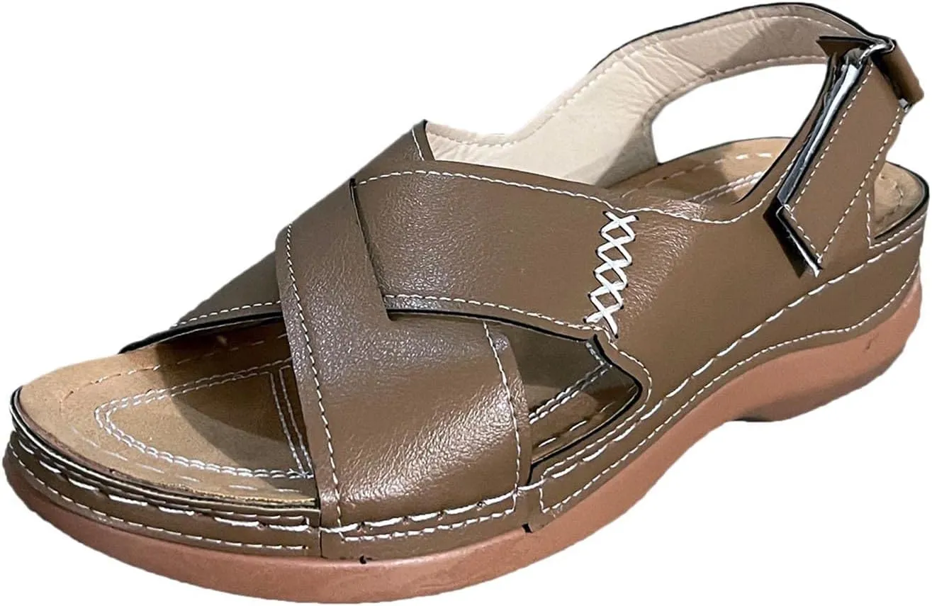 Platform Sandals Women Wedge Orthopedic Sandals Comfort Arch Support Ankle Strap Slippers Outdoor Beach Walking Shoes