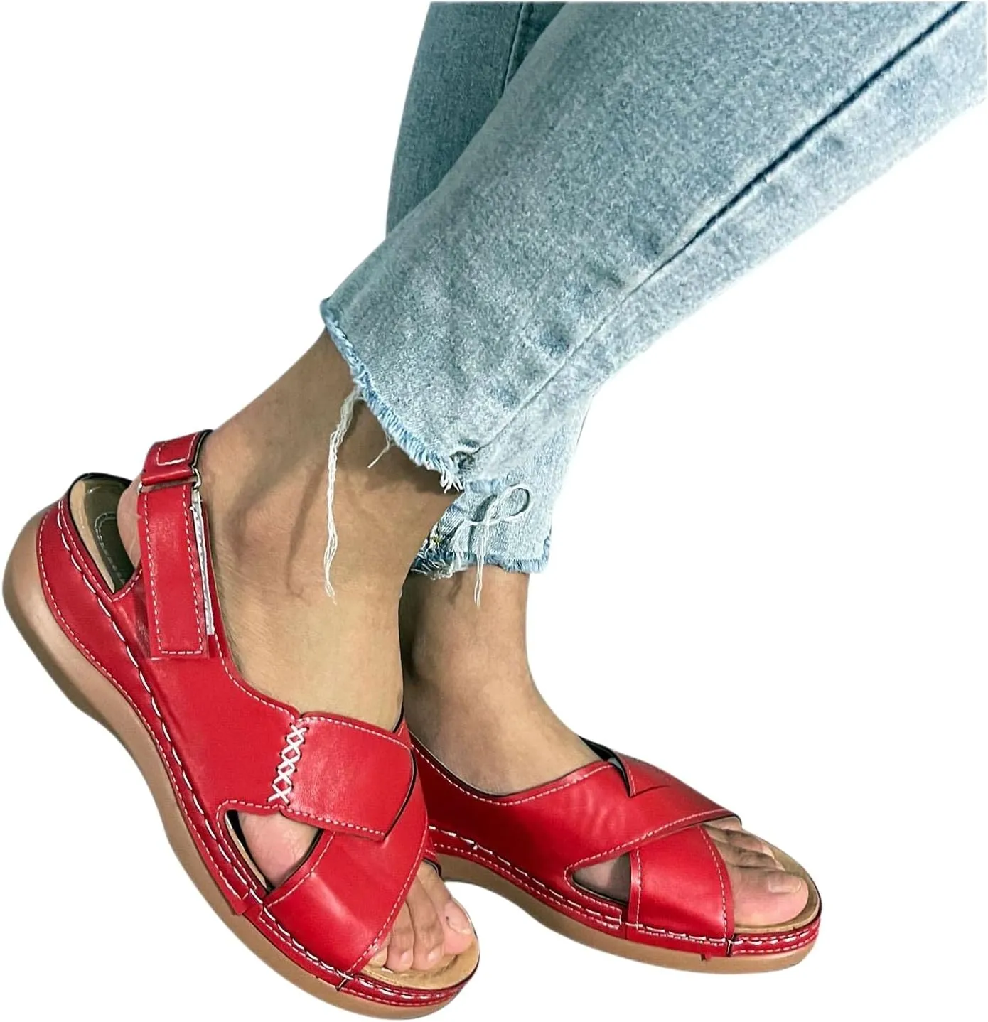 Platform Sandals Women Wedge Orthopedic Sandals Comfort Arch Support Ankle Strap Slippers Outdoor Beach Walking Shoes