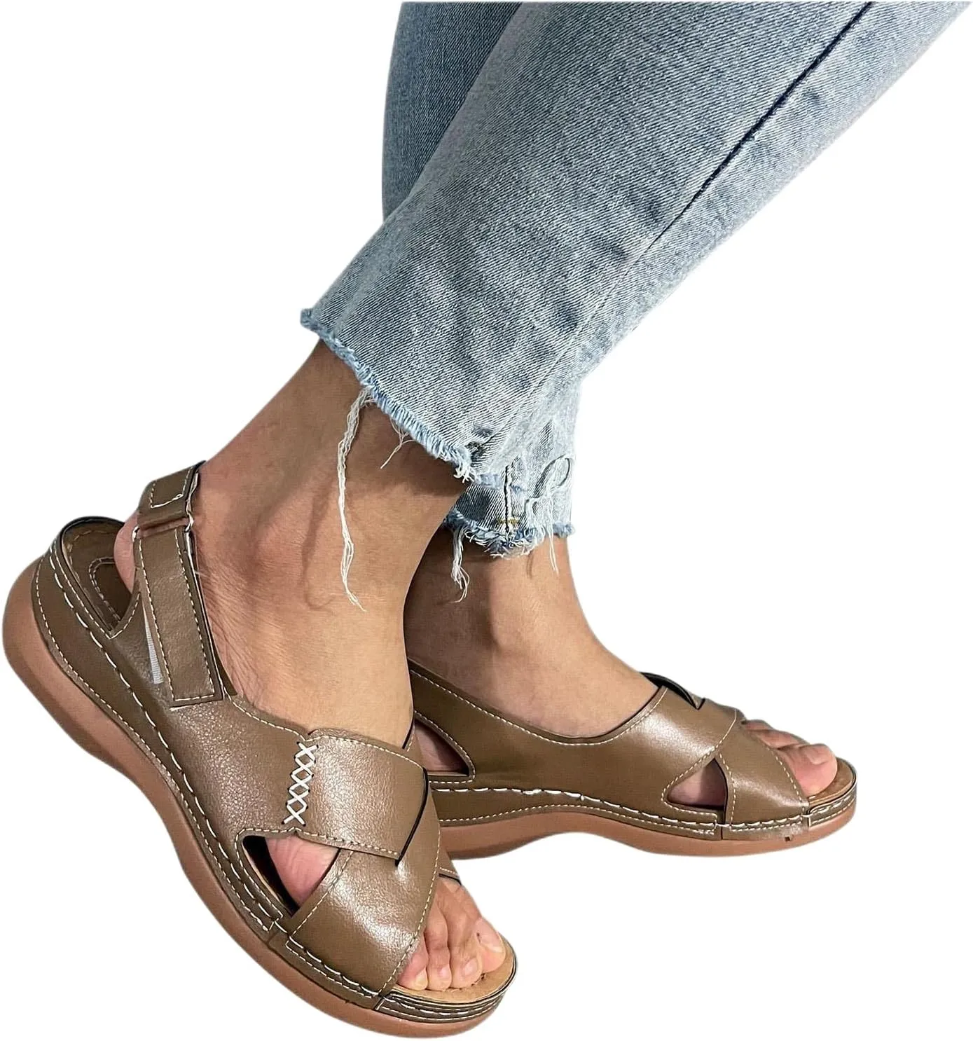 Platform Sandals Women Wedge Orthopedic Sandals Comfort Arch Support Ankle Strap Slippers Outdoor Beach Walking Shoes