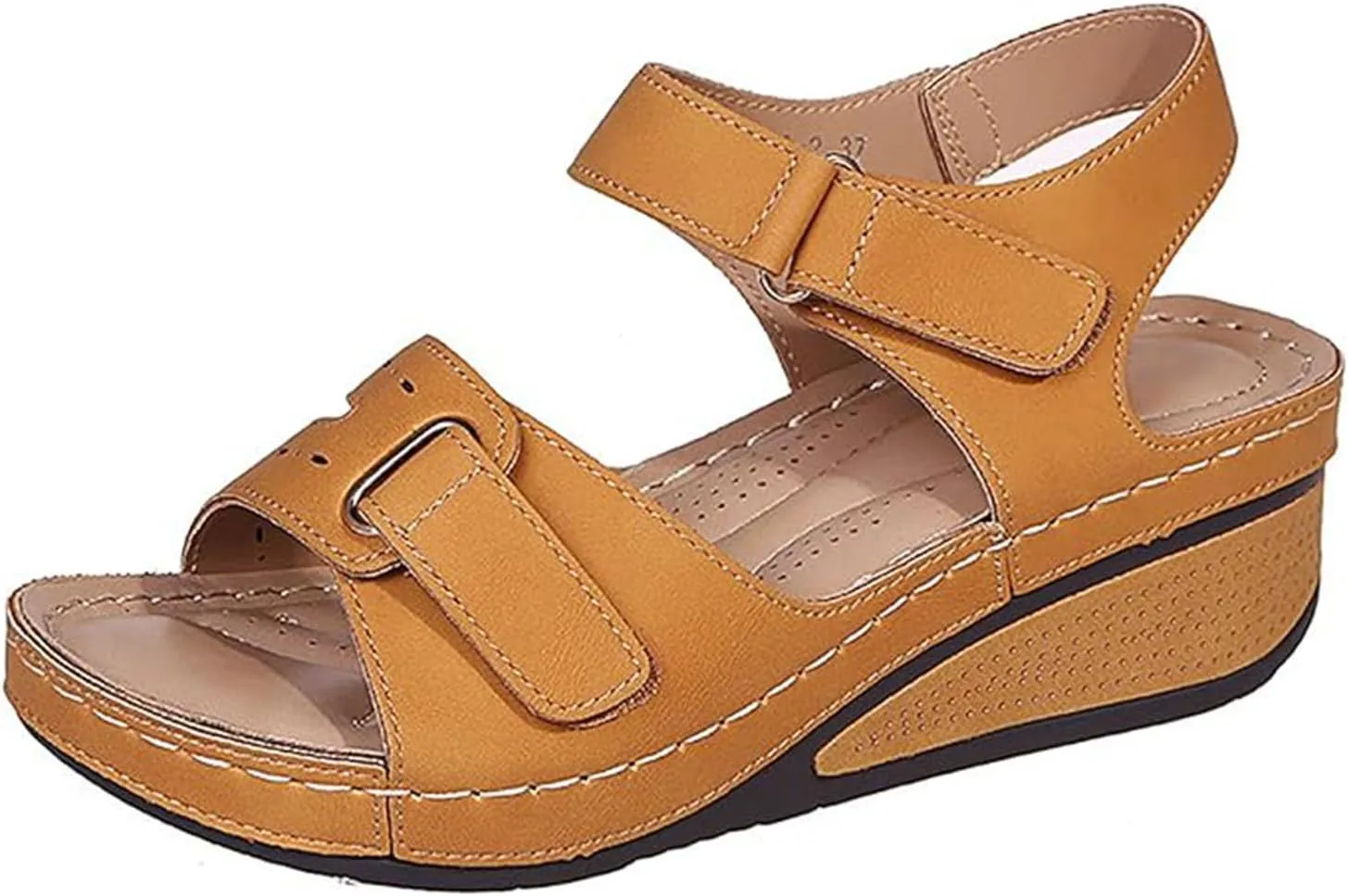 Platform Sandals Women Wedge Orthopedic Sandals Comfortable Arch Support Slippers Outdoor Beach Shoes with Ankle Strap