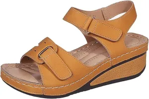 Platform Sandals Women Wedge Orthopedic Sandals Comfortable Arch Support Slippers Outdoor Beach Shoes with Ankle Strap