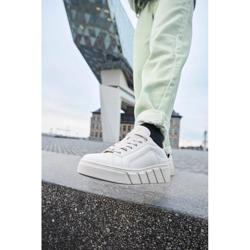 Rieker W0503-80  Ladies Off White Leather Lace Up Trainers