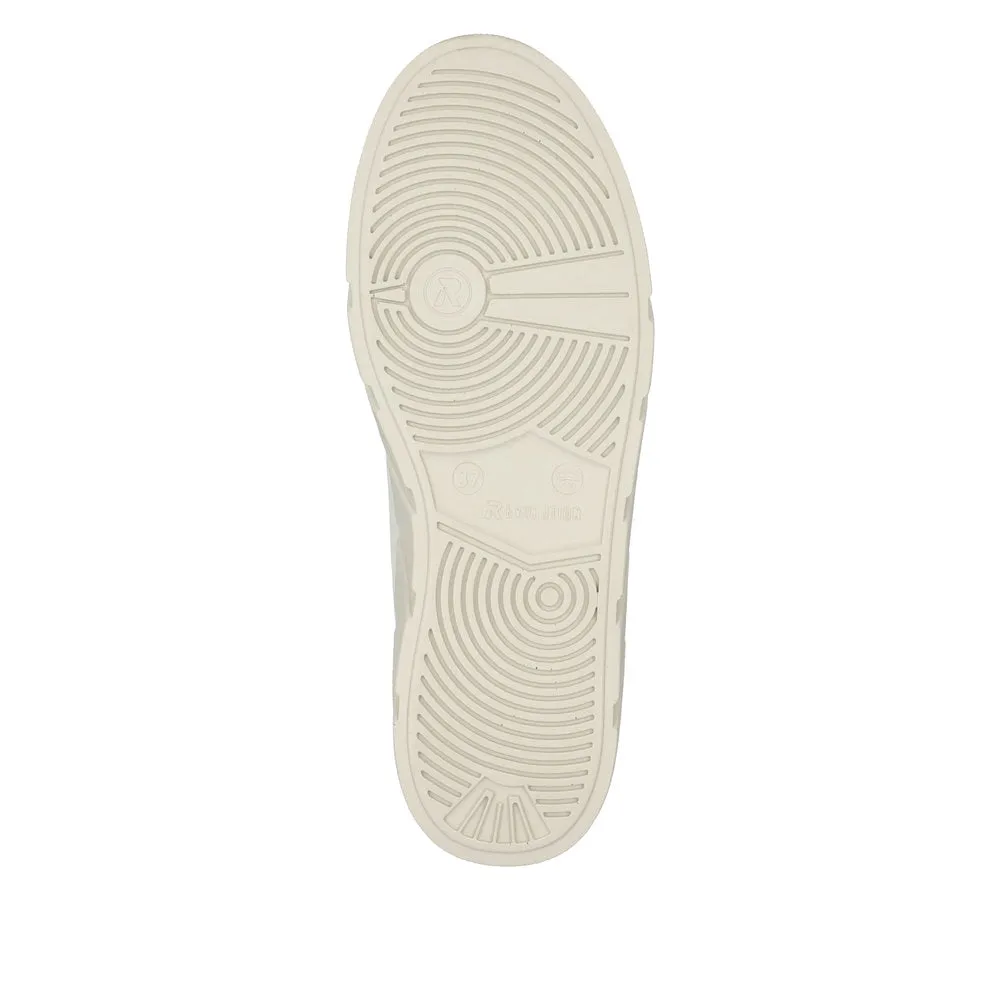 Rieker W0503-80  Ladies Off White Leather Lace Up Trainers