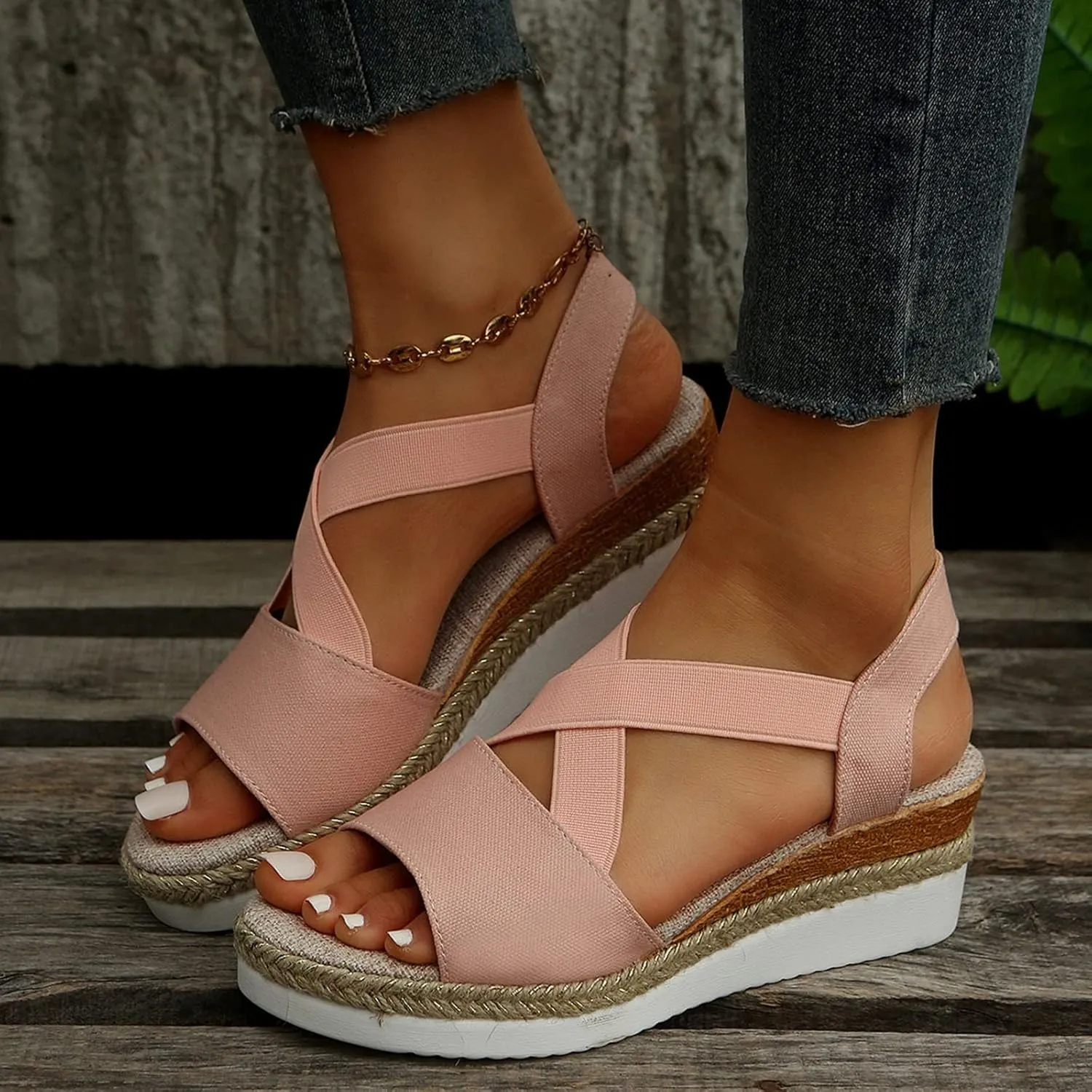 Sandals Womens Platform Sandals Women Slip on Orthopedic Arch Support Outdoor Camping Walking Ankle Strap