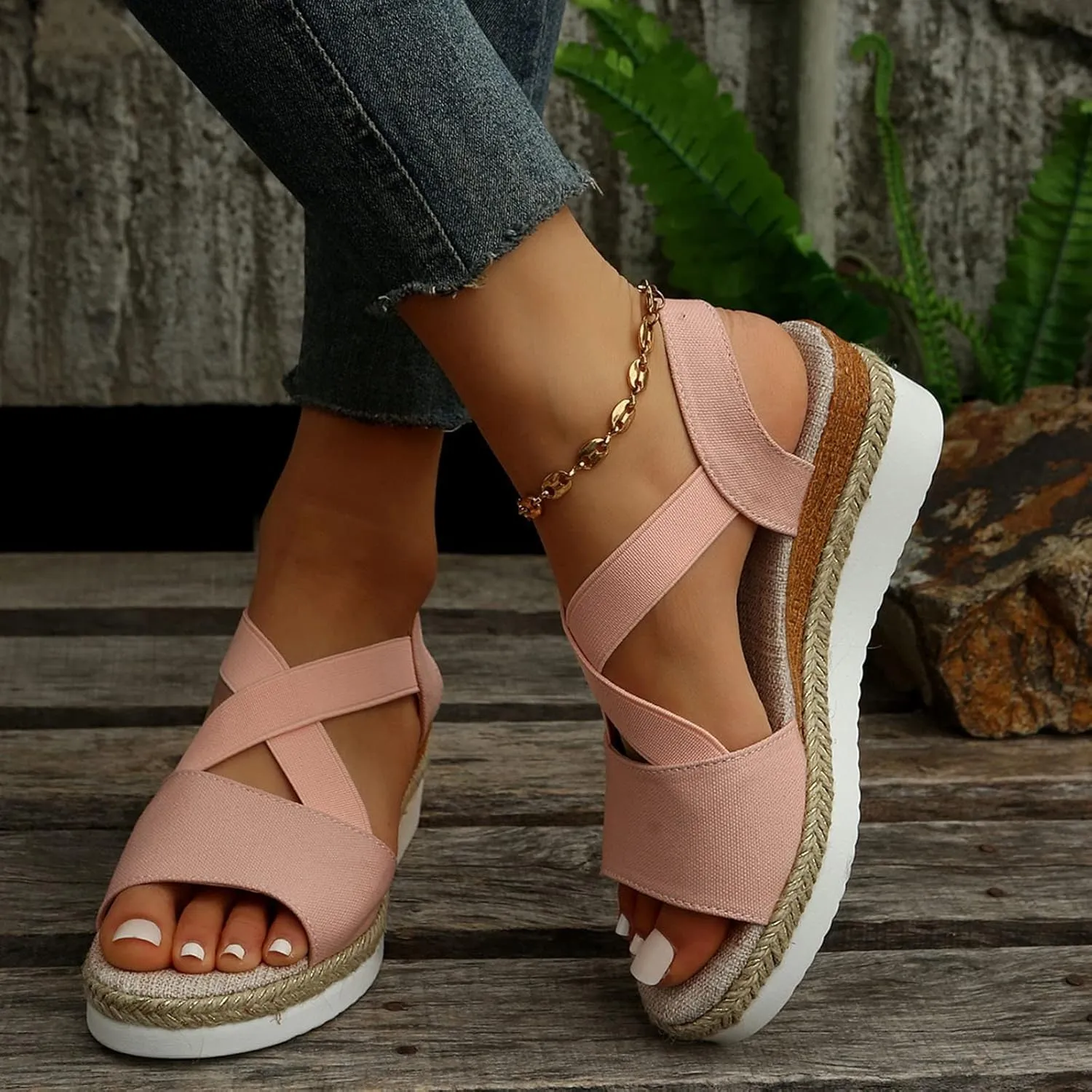 Sandals Womens Platform Sandals Women Slip on Orthopedic Arch Support Outdoor Camping Walking Ankle Strap