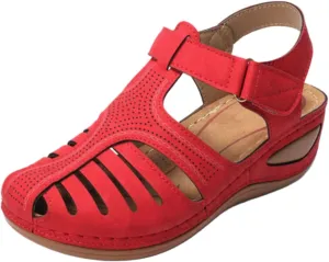 SBGMoSJ Orthopedic Flats for Women Dressy Orthopedic Shoes for Women Wide Feet Sandals for Women Outdoor Women's Athletic Outdoor Sandals Slides Black Chunky Heels for Women Red Block Heels