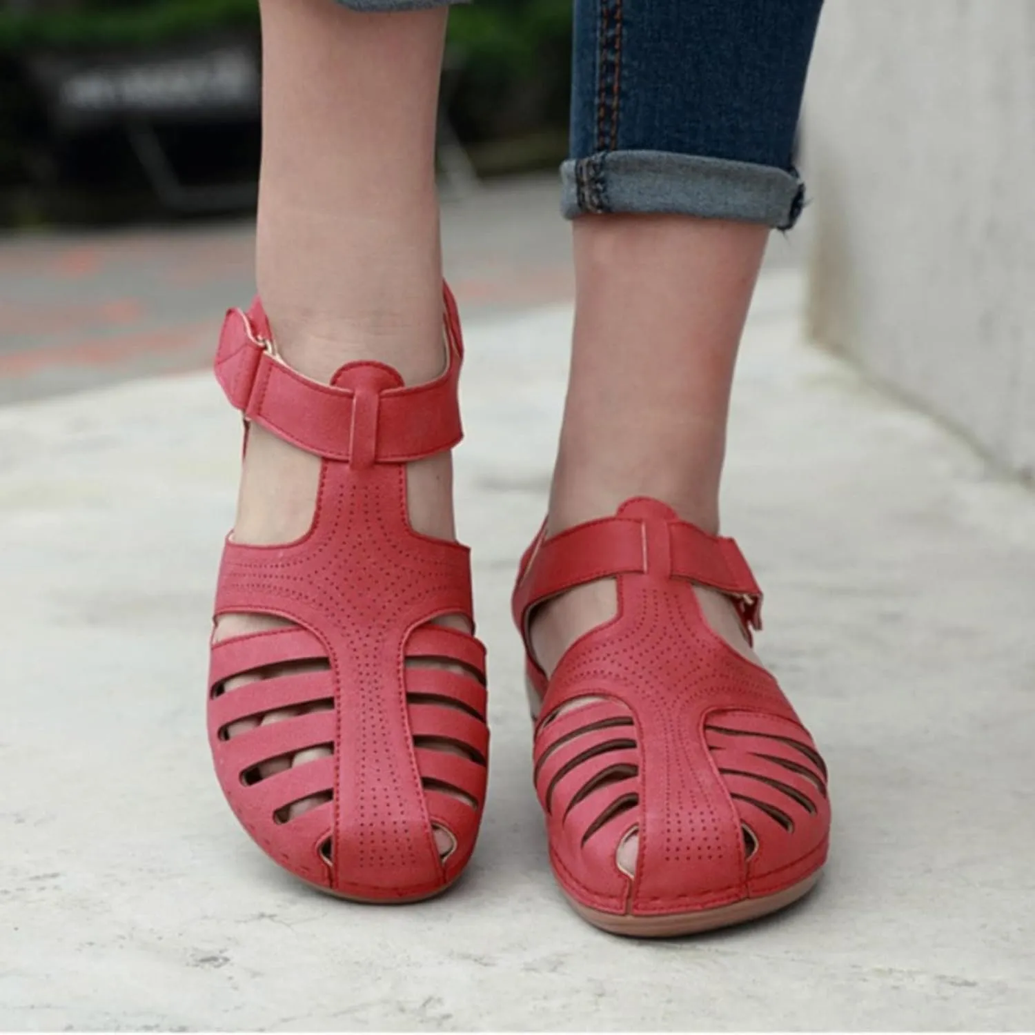 SBGMoSJ Orthopedic Flats for Women Dressy Orthopedic Shoes for Women Wide Feet Sandals for Women Outdoor Women's Athletic Outdoor Sandals Slides Black Chunky Heels for Women Red Block Heels