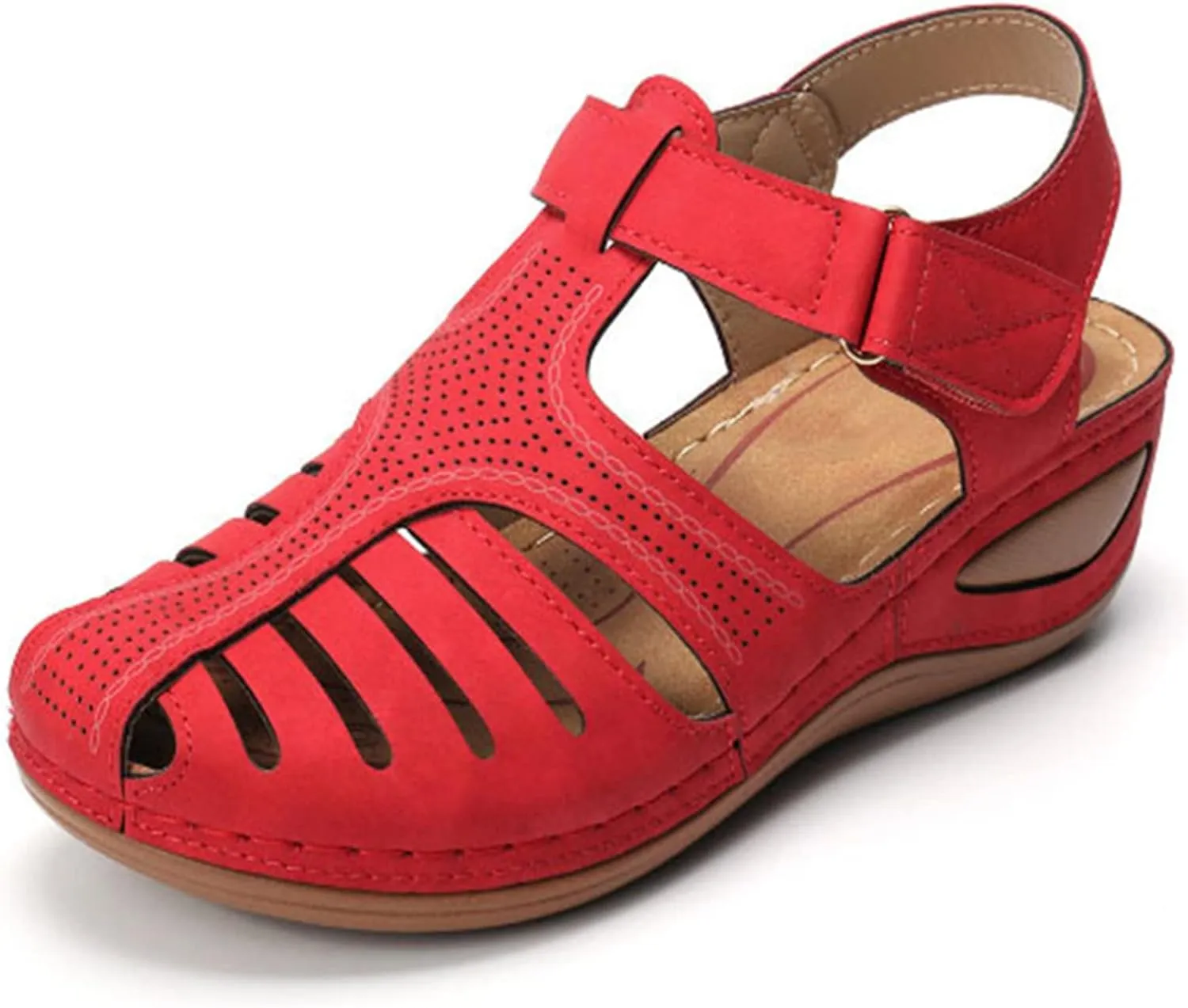 SBGMoSJ Orthopedic Flats for Women Dressy Orthopedic Shoes for Women Wide Feet Sandals for Women Outdoor Women's Athletic Outdoor Sandals Slides Black Chunky Heels for Women Red Block Heels