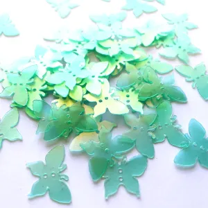 Sequins - Butterflies- 14mm x 19mm - Green with Multi Lights (S163)