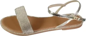 Shoes Outdoor Strap Summer Casual Sandals Round Women's Toe Crystal Flat Women's Summer Sandals