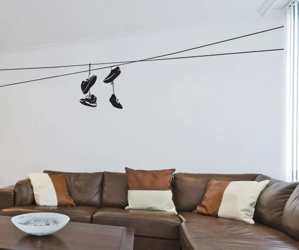 Shoes Thrown On Wire Vinyl Wall Art Decal Sticker NYC / Urban / Brooklyn Theme Decor. Kid's Room. #1529