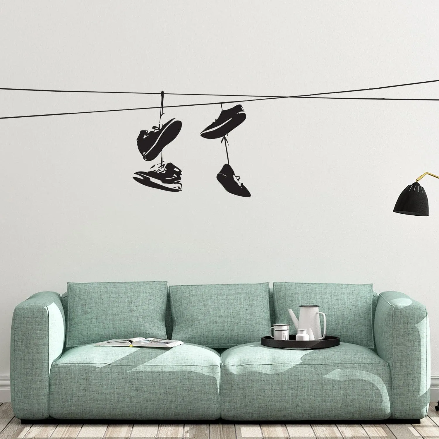 Shoes Thrown On Wire Vinyl Wall Art Decal Sticker NYC / Urban / Brooklyn Theme Decor. Kid's Room. #1529
