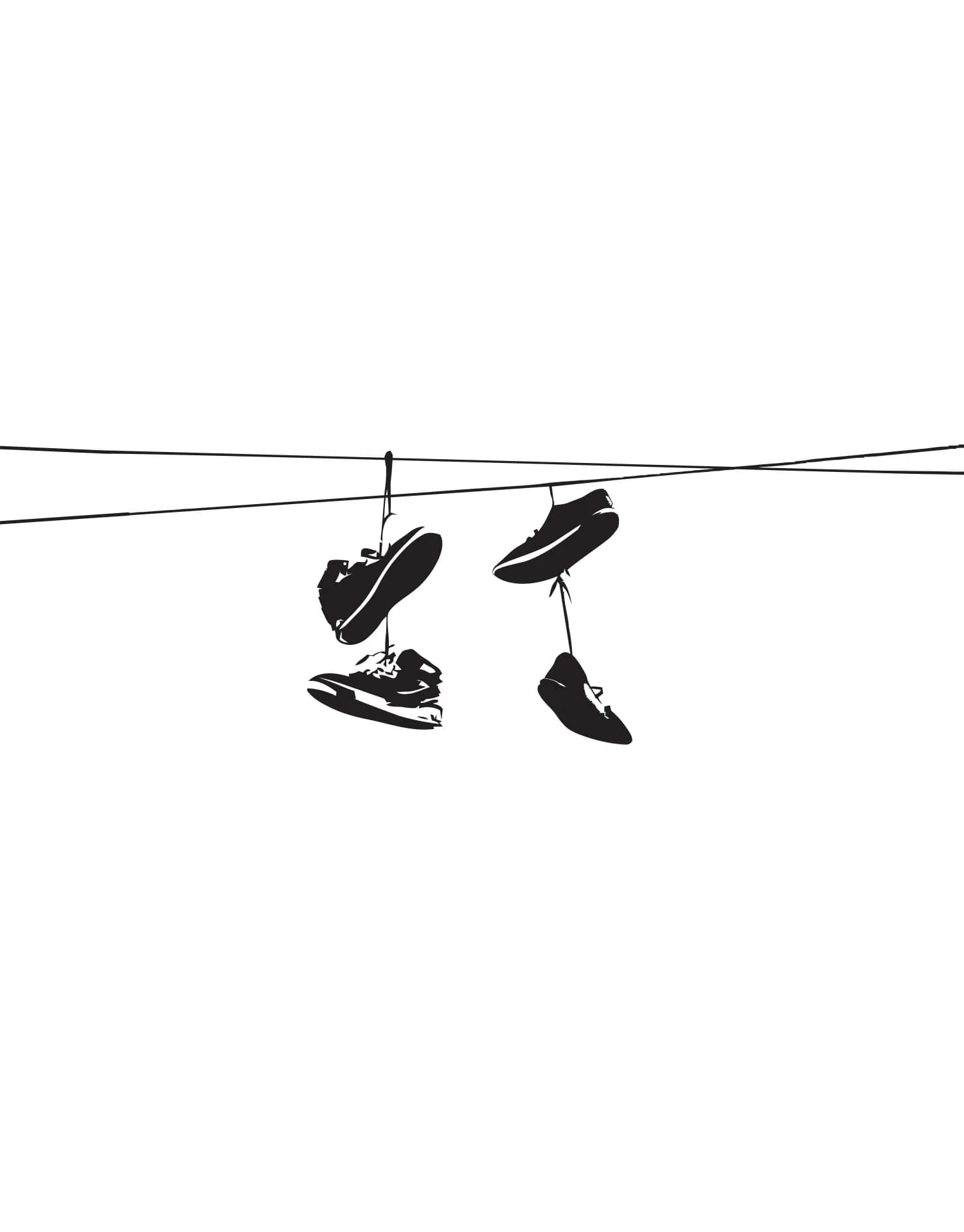 Shoes Thrown On Wire Vinyl Wall Art Decal Sticker NYC / Urban / Brooklyn Theme Decor. Kid's Room. #1529
