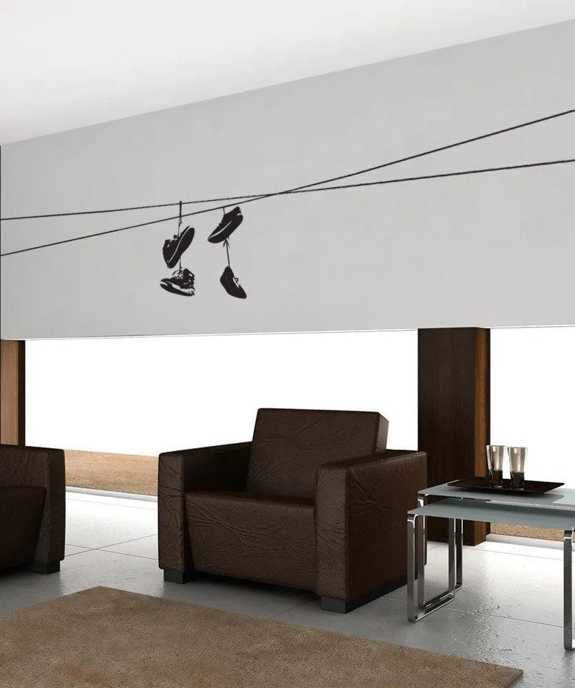 Shoes Thrown On Wire Vinyl Wall Art Decal Sticker NYC / Urban / Brooklyn Theme Decor. Kid's Room. #1529