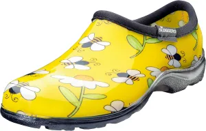 Sloggers Original Waterproof Rain and Garden Shoe for Women Outdoor Slip-On Garden Clog - Made in The USA with Premium Comfort Insole and Arch Support - Bee Print Yellow, Size 9