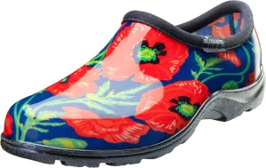 Sloggers Original Waterproof Rain and Garden Shoe for Women Outdoor Slip-On Garden Clog - Made in The USA with Premium Comfort Insole and Arch Support - Bold Poppies Blue, Size 9