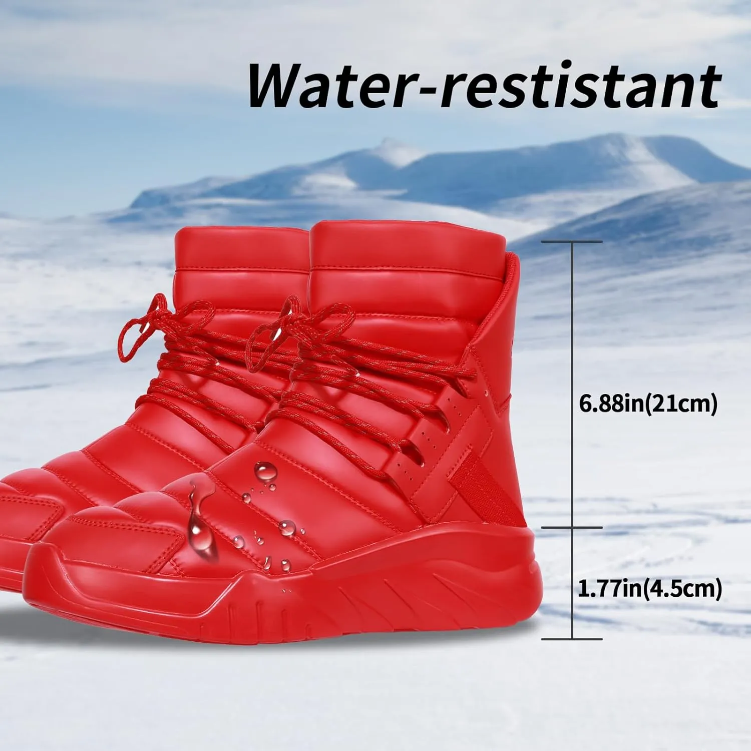 Soulsfeng Men's Women's Waterproof Snow Boots Winter Warm High Top Shoes Anti-Slip Ankle Booties