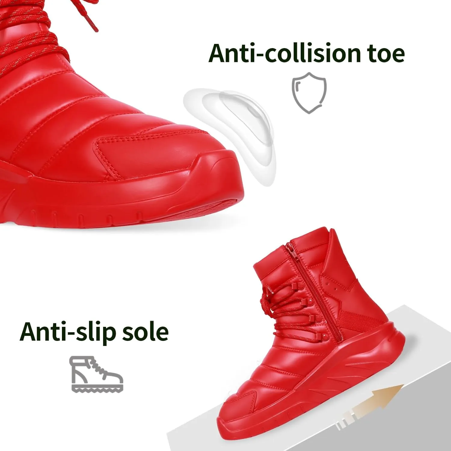 Soulsfeng Men's Women's Waterproof Snow Boots Winter Warm High Top Shoes Anti-Slip Ankle Booties