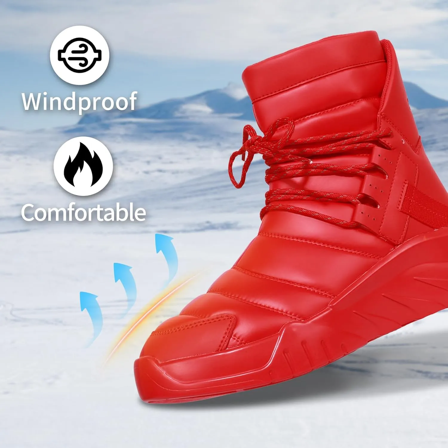 Soulsfeng Men's Women's Waterproof Snow Boots Winter Warm High Top Shoes Anti-Slip Ankle Booties