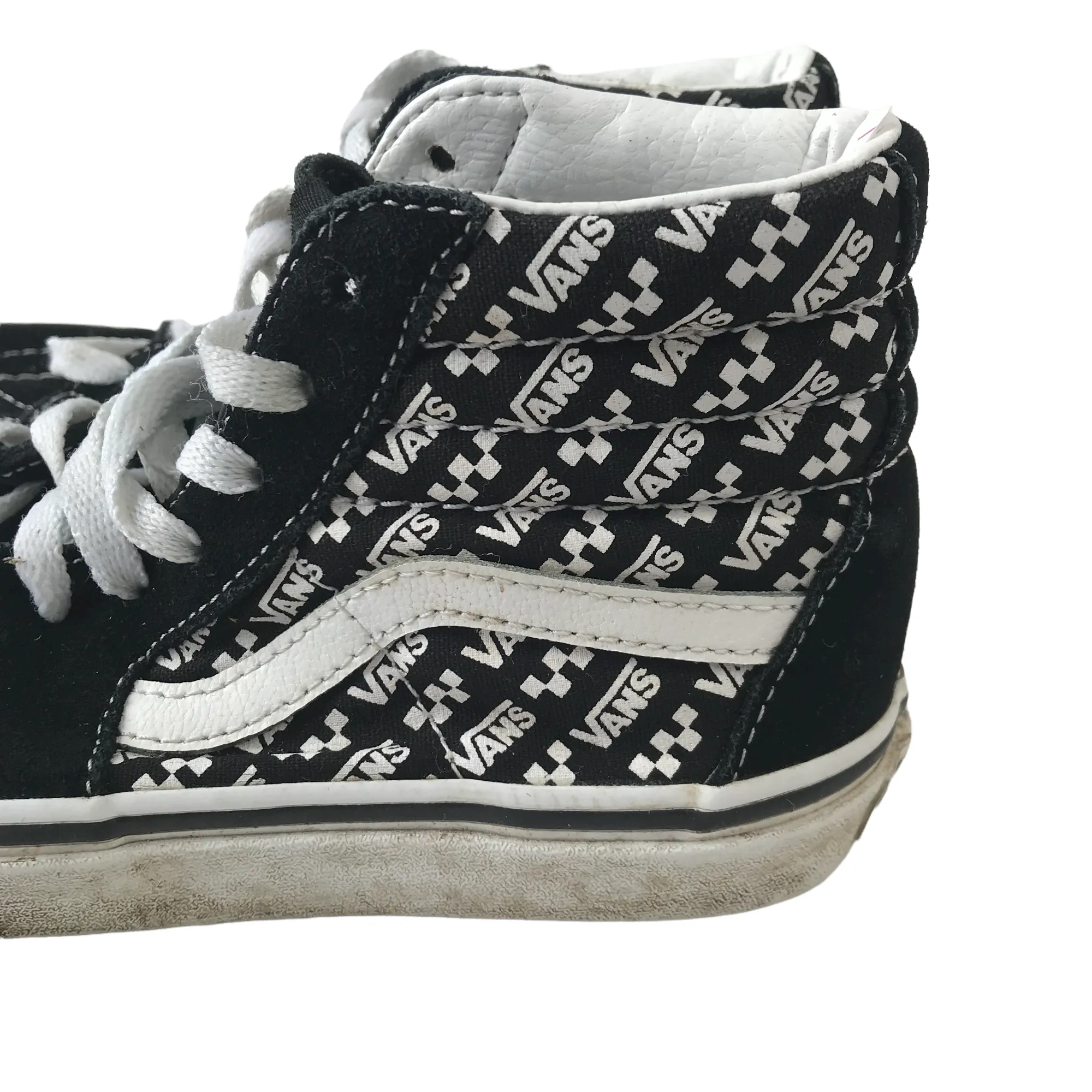 Vans Black and White High Tops Trainers Shoe Size 1