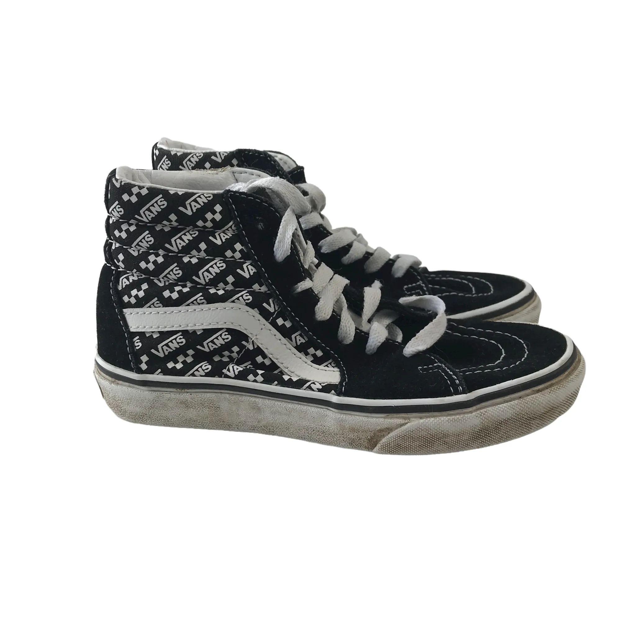 Vans Black and White High Tops Trainers Shoe Size 1