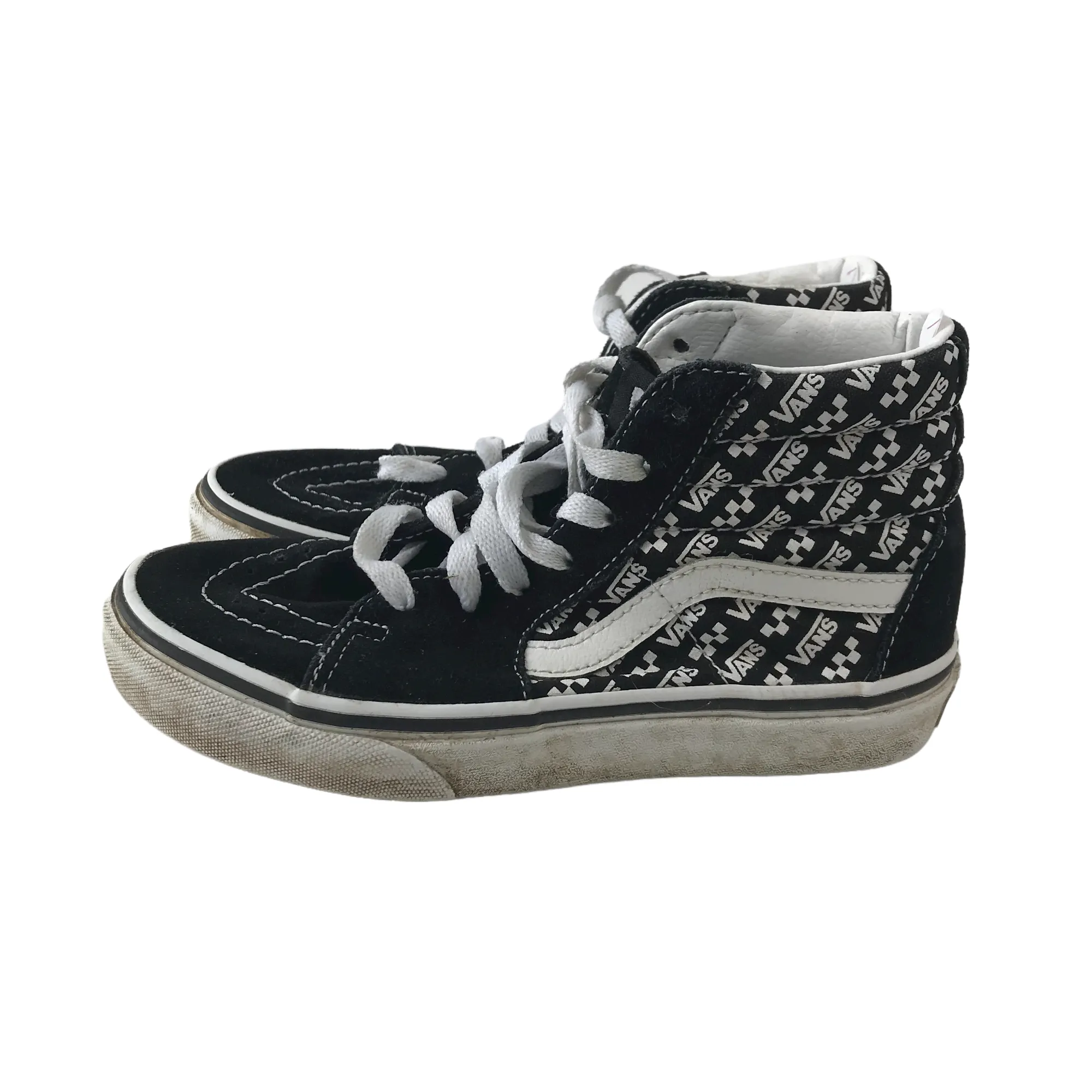 Vans Black and White High Tops Trainers Shoe Size 1