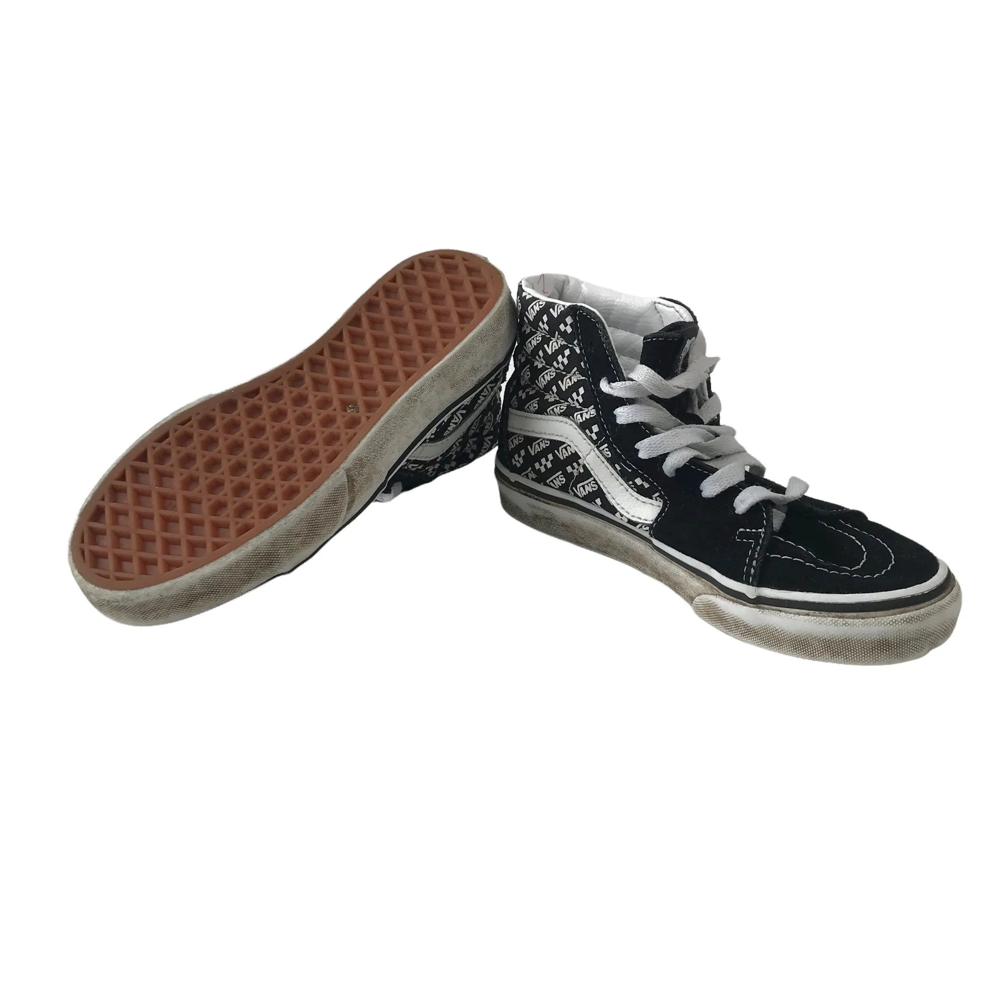 Vans Black and White High Tops Trainers Shoe Size 1