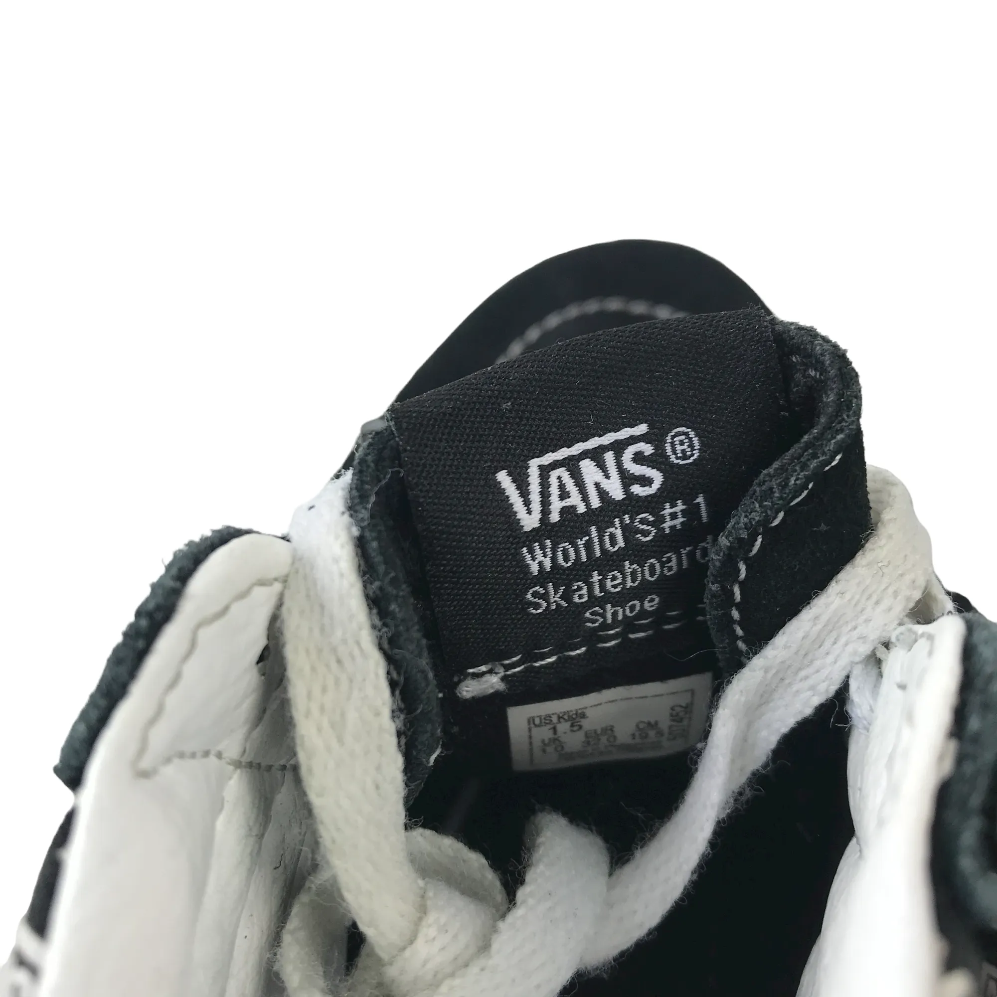Vans Black and White High Tops Trainers Shoe Size 1