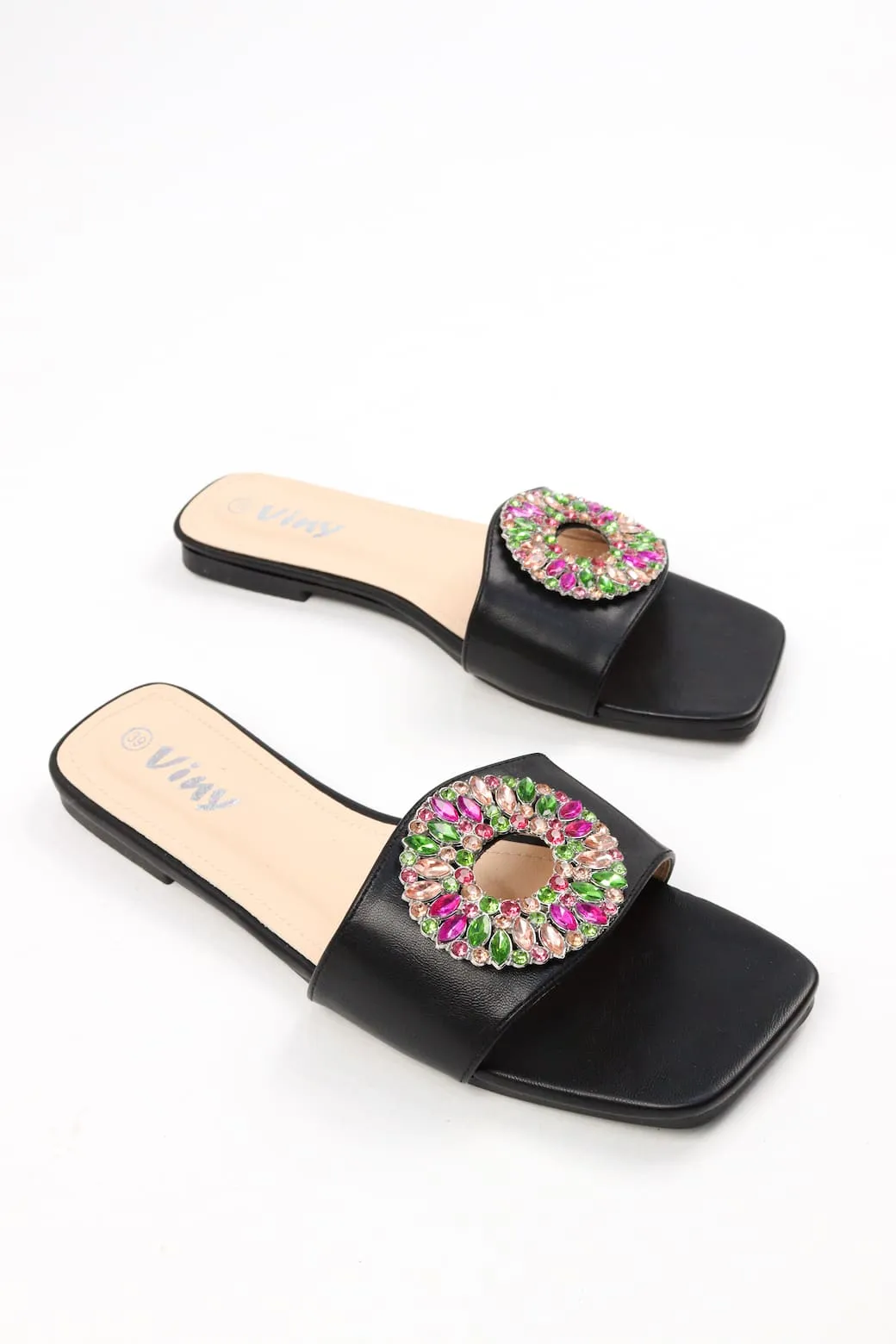 Viny - Women's Gemstone Flat Sandals