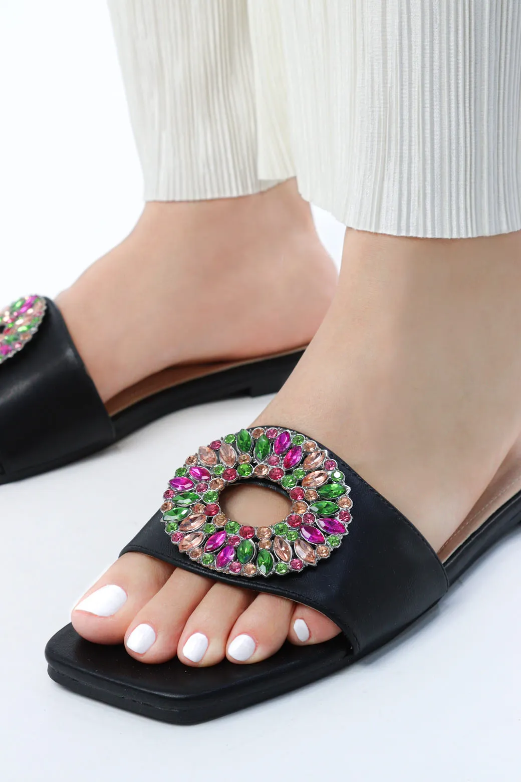 Viny - Women's Gemstone Flat Sandals