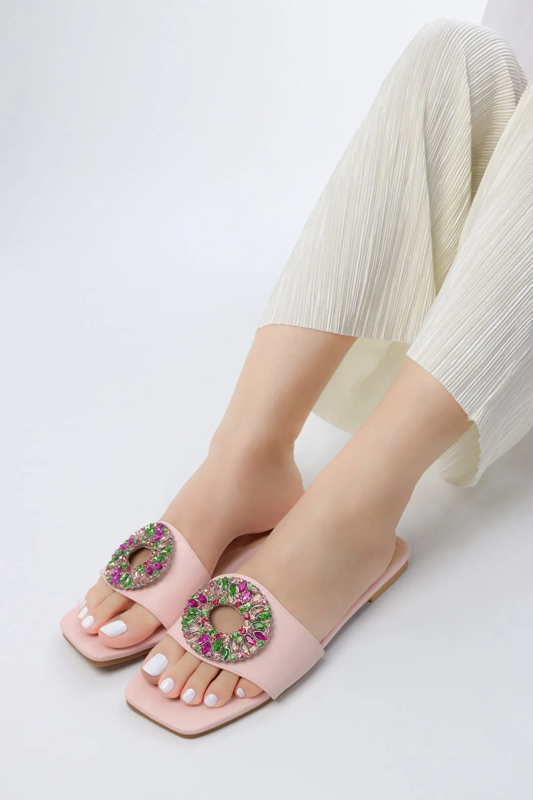 Viny - Women's Gemstone Flat Sandals