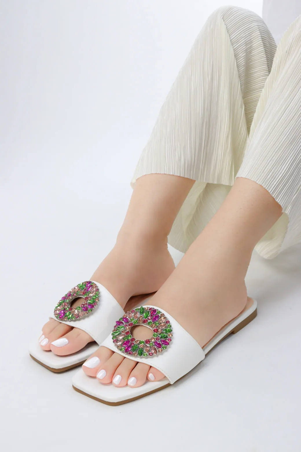 Viny - Women's Gemstone Flat Sandals