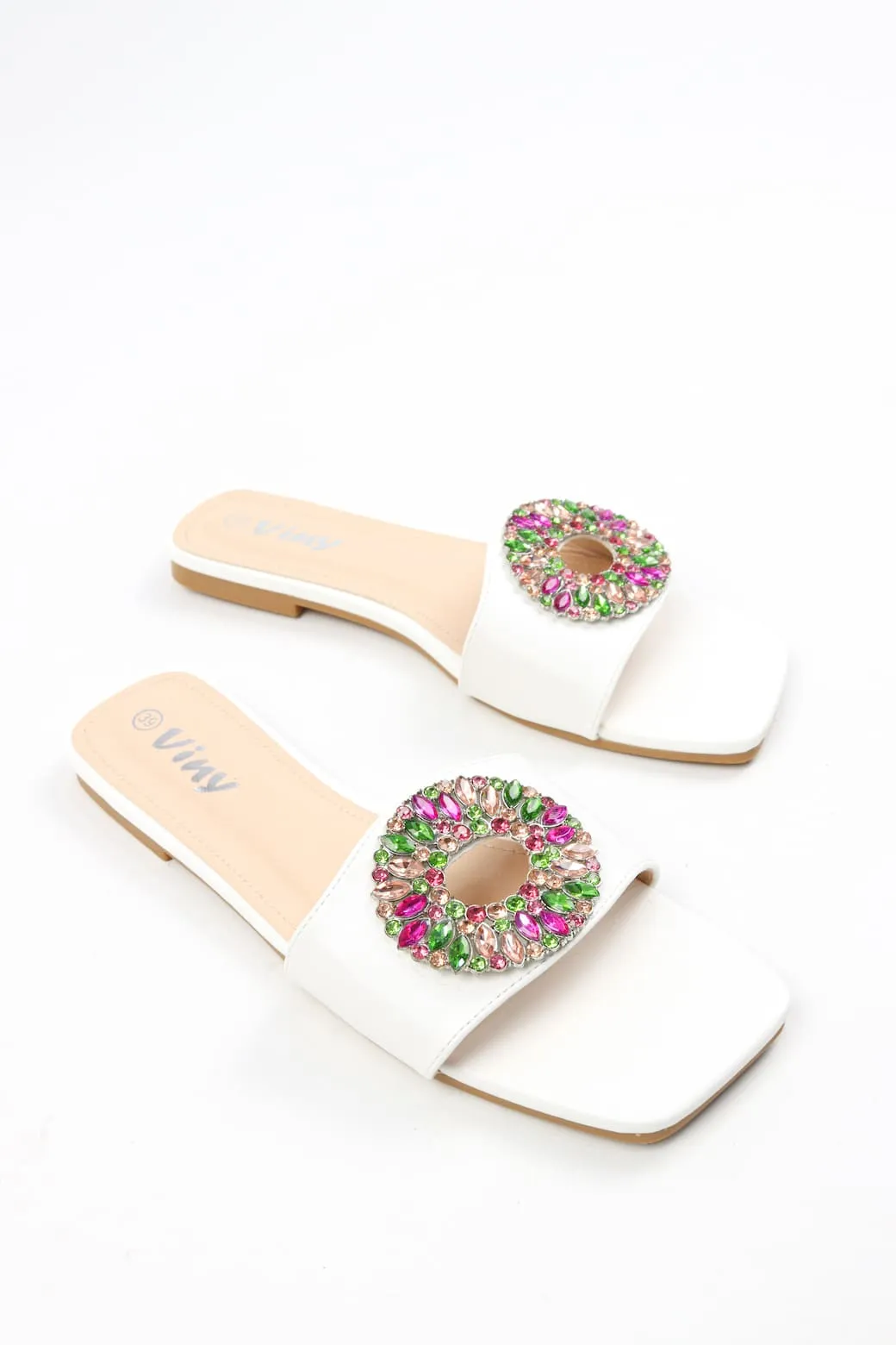 Viny - Women's Gemstone Flat Sandals