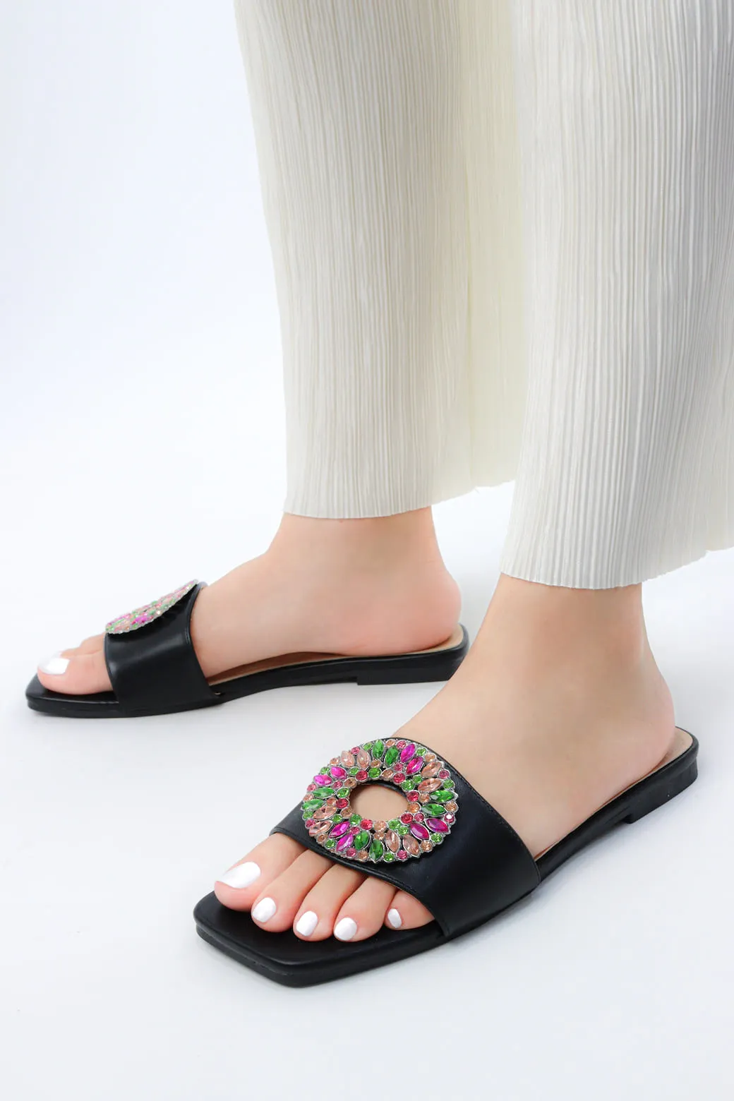 Viny - Women's Gemstone Flat Sandals