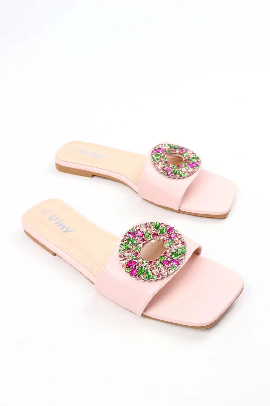 Viny - Women's Gemstone Flat Sandals