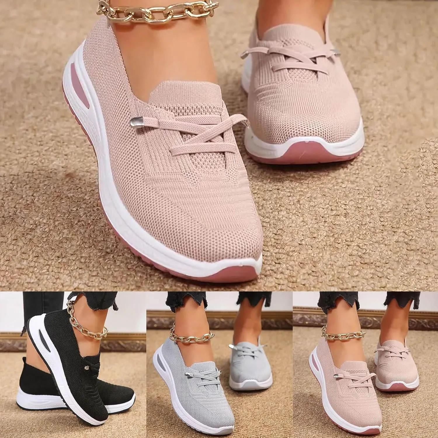 Women Comfy Orthopedic Walking Shoes, 2025 New Orthopedic Women's Breathable Slip On Arch Support Non-Slip Sneakers