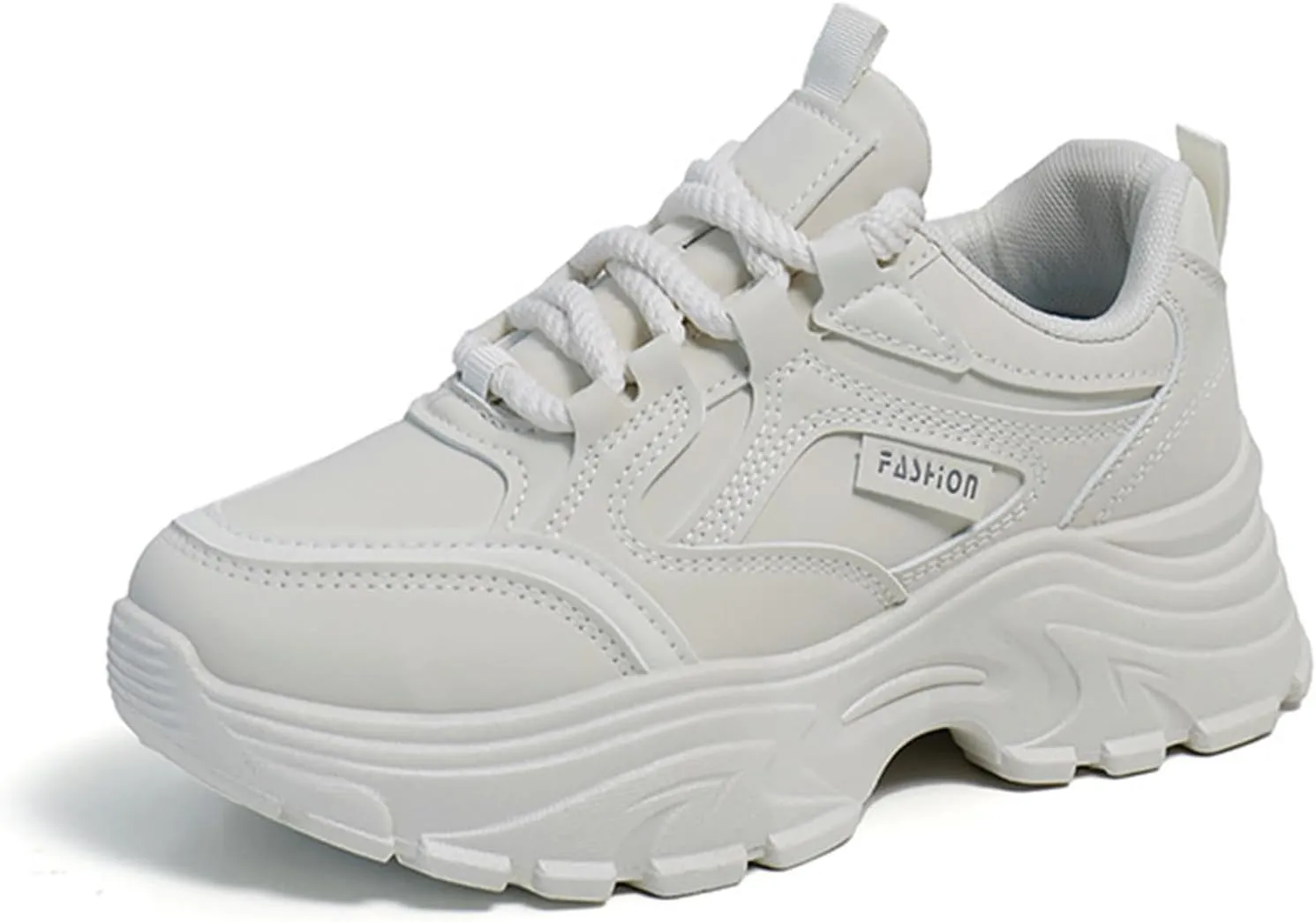 Women's Fashion Sneakers - Breathable Autumn Lace-up Casual Trainers with Lightweight Platform, Chunky Dad Shoe Design, Low-top Leather, Ideal for Sports,Grey-39