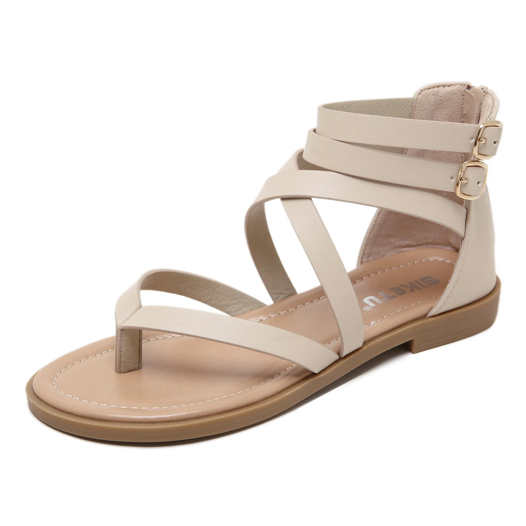 Women's Gladiator  Summer Beach Flat Roman Flip-flops with Zipper