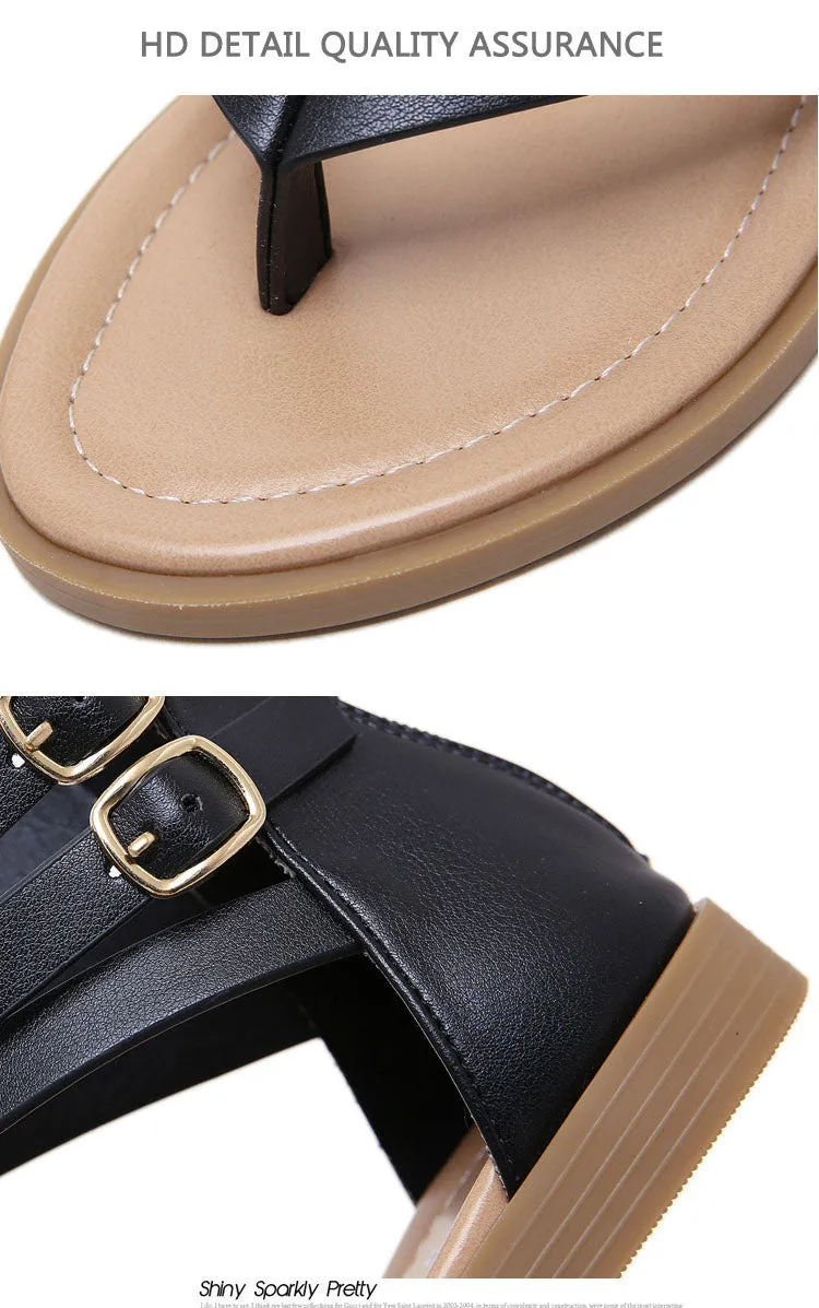 Women's Gladiator  Summer Beach Flat Roman Flip-flops with Zipper