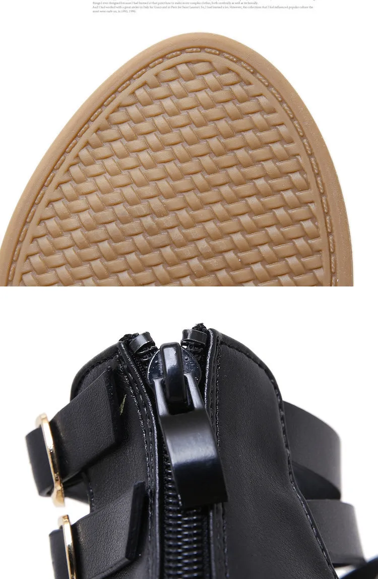 Women's Gladiator  Summer Beach Flat Roman Flip-flops with Zipper