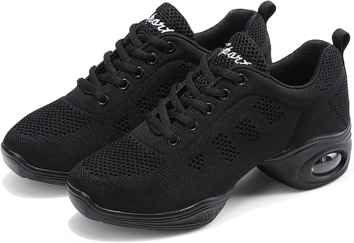 Women's Jazz Shoes Dance Trainers Lace Up Cushion Breathable Ladies Split Sole Dance Sneakers Platform Shoes