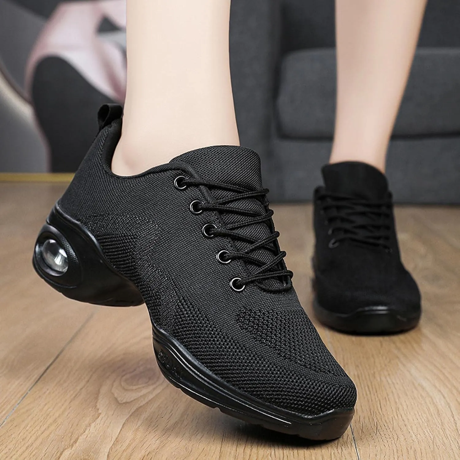 Women's Jazz Shoes Dance Trainers Lace Up Cushion Breathable Ladies Split Sole Dance Sneakers Platform Shoes