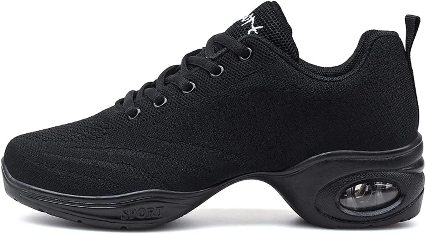 Women's Jazz Shoes Lace-up Dance Sneakers Lady Split Sole Air Cushion Modern Dance Shoes Platform