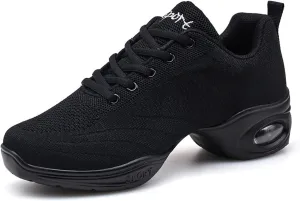 Women's Jazz Shoes Lace-up Dance Sneakers Lady Split Sole Air Cushion Modern Dance Shoes Platform