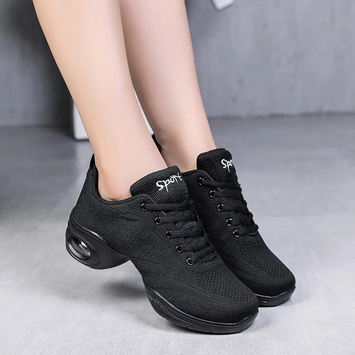 Women's Jazz Shoes Lace-up Dance Sneakers Lady Split Sole Air Cushion Modern Dance Shoes Platform