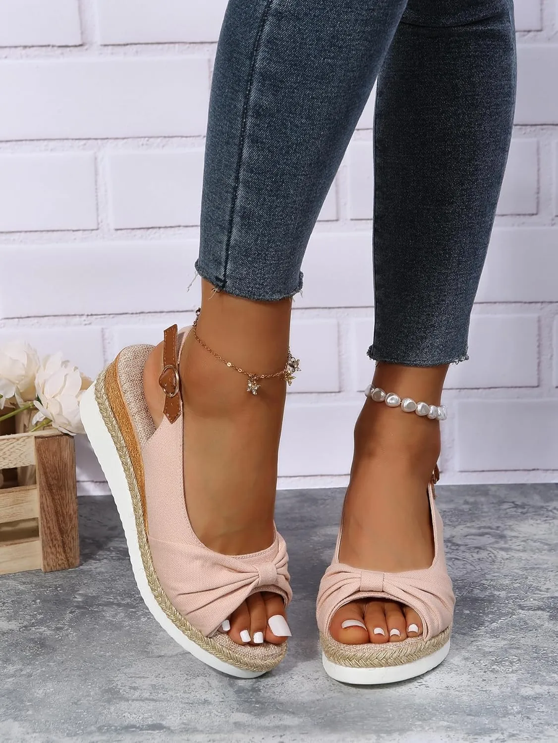 Womens Platform Sandals with Ankle Strap Dressy Open Toe Beach Shoes Comfort Dress Slippers Outdoor Walking Sandals