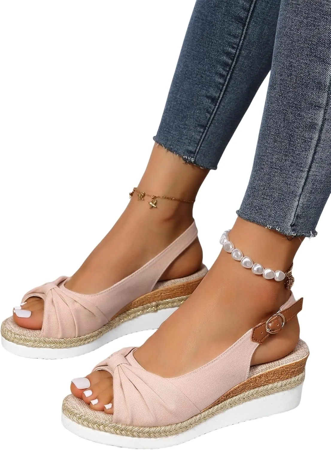 Womens Platform Sandals with Ankle Strap Dressy Open Toe Beach Shoes Comfort Dress Slippers Outdoor Walking Sandals